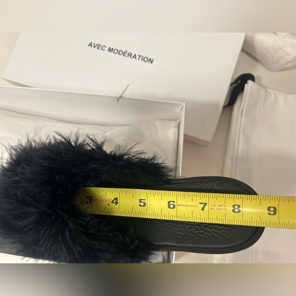 NIB! Avec Moderation Black Miami Marabou Mules - Picture 9 of 12